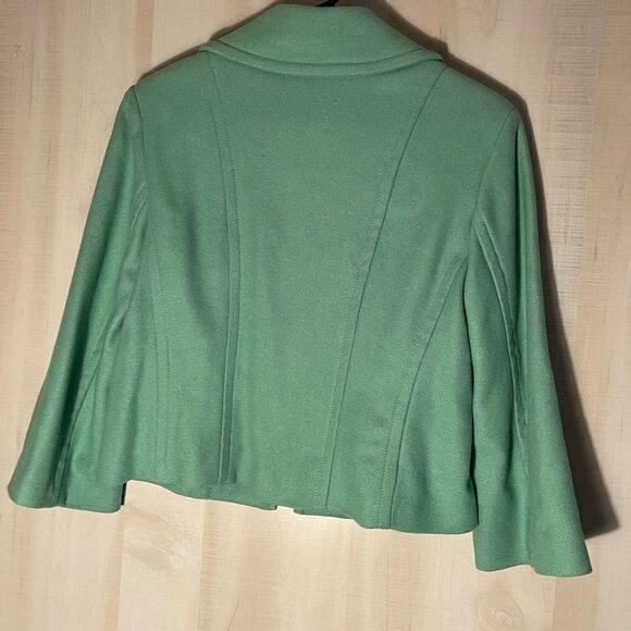 CABi green wool‎ jacket blazer with navy polka dot lining, size medium - Picture 10 of 15